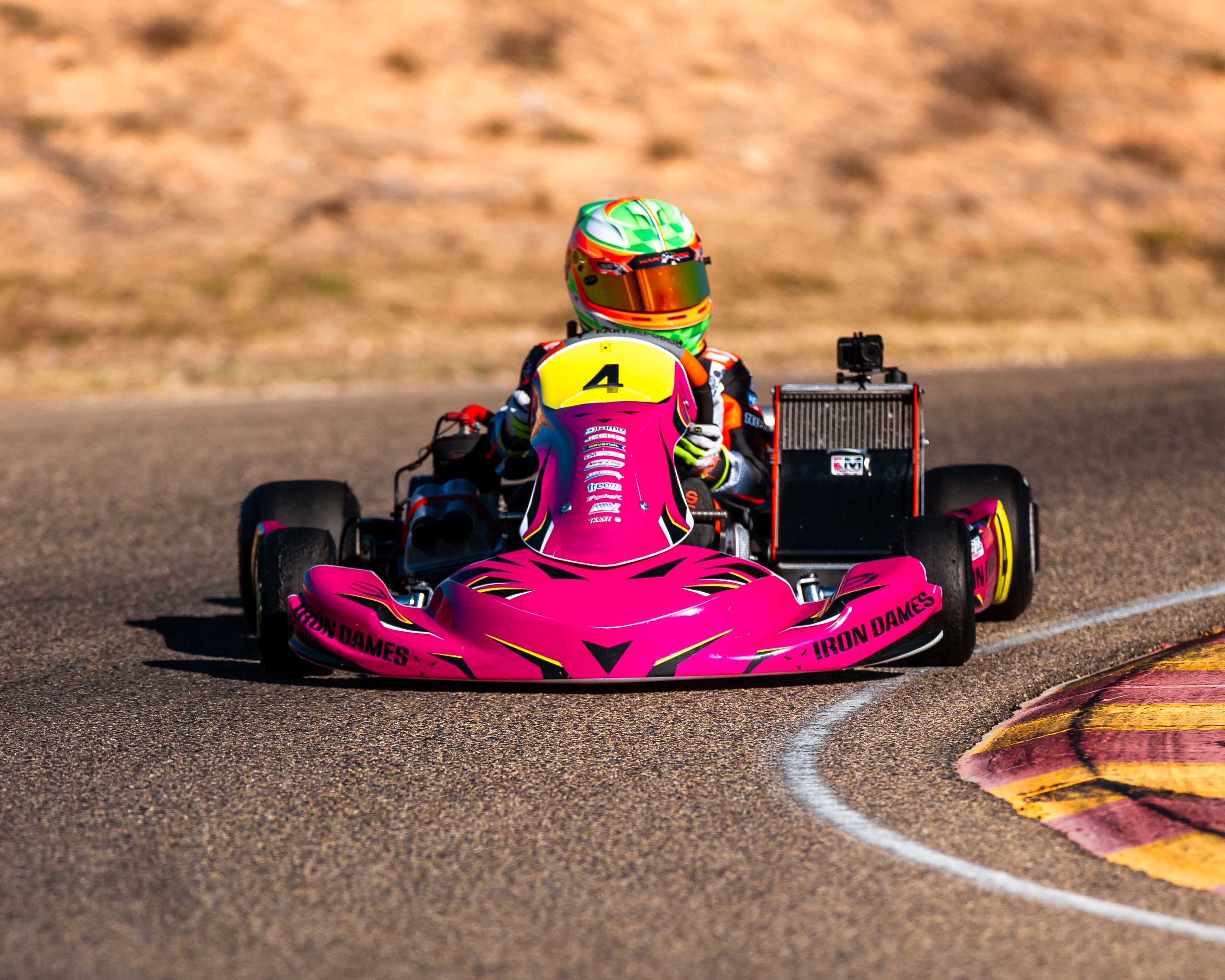 French driver Mia Oger driving for Iron Dames in a karting race